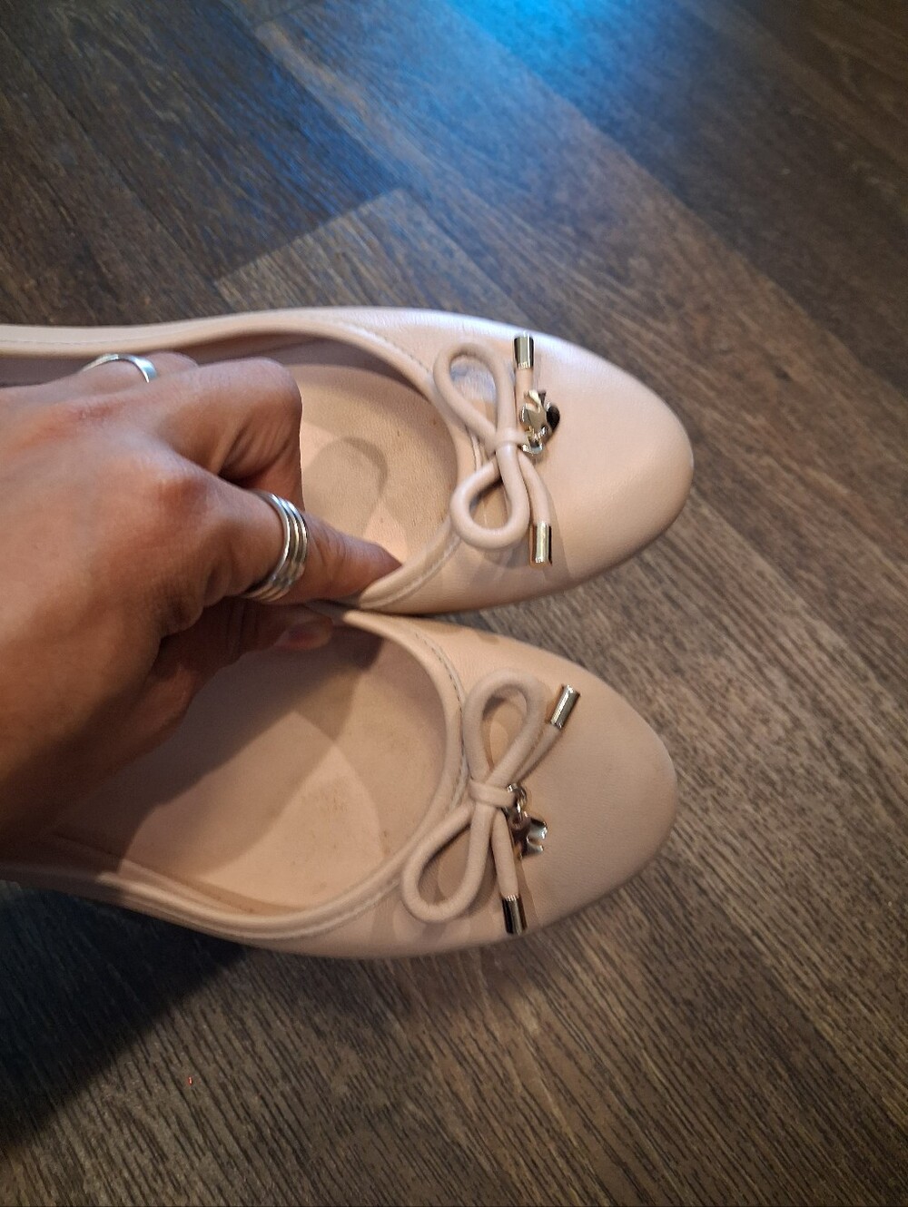 kate spade Blush Cream Ballet Flats with Bow and Spade Charm - Picture 4 of 5